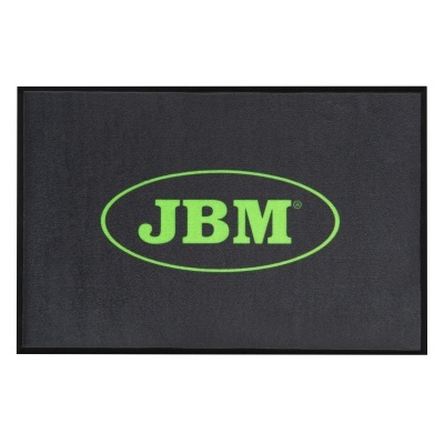 Tapete preto com logotipo verde JBM