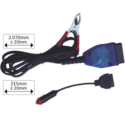 Cabo para diagnóstico automóvel com terminais, adaptador e medidas indicadas