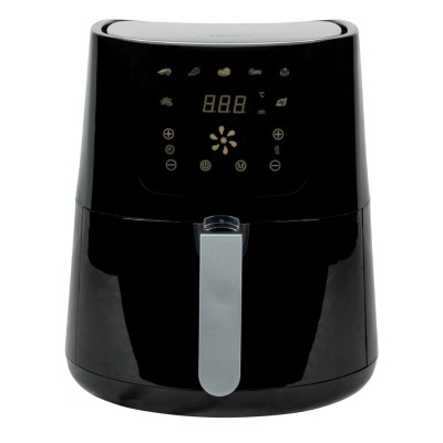 frigideira elétrica de ar quente preta com painel digital e alça cinza