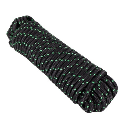 Corda preta enrolada com pontos verdes