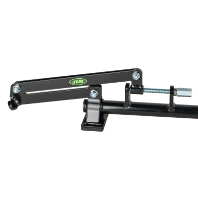 Suporte metálico preto com parafuso e etiqueta JBM