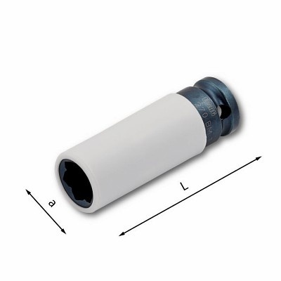 Soquete de impacto branco com ponta preta sobre fundo branco