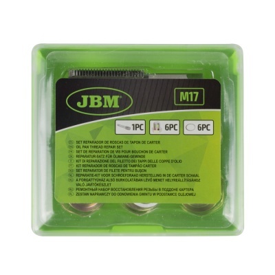 Conjunto de reparação de roscas JBM M17 em caixa plástica verde