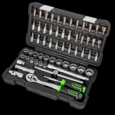 Conjunto de ferramentas JBM com chaves de catraca e soquetes em estojo preto