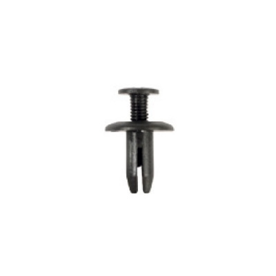 Rebite de plástico preto com cabeça circular e botão de pressão