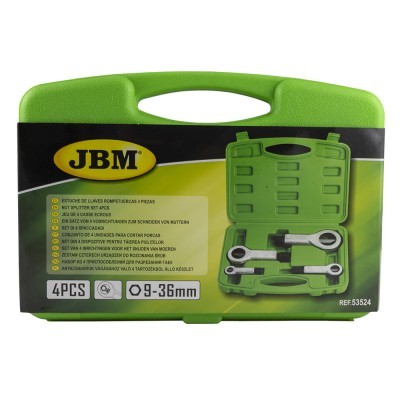 Estojo plástico verde com 4 chaves reparadoras JBM 9-36 mm