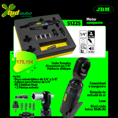 Conjunto JBM 51225 motor composto para ferramentas com várias pontas e embalagem