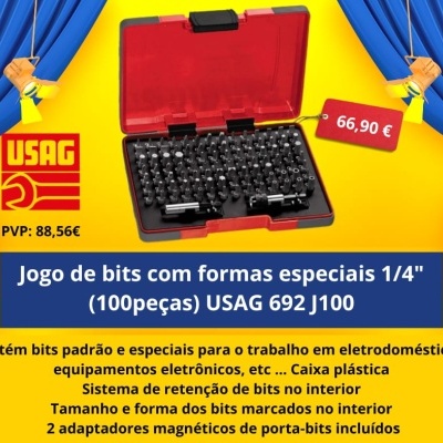 Conjunto de bits USAG 692 J100 em caixa plástica vermelha com preço de 66,90 €