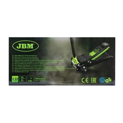 Embalagem de macaco hidráulico JBM preto e verde para 2,5 toneladas