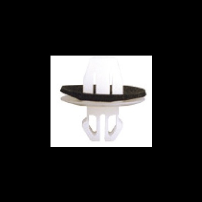 Clipe de fixação plástico branco com flange preta