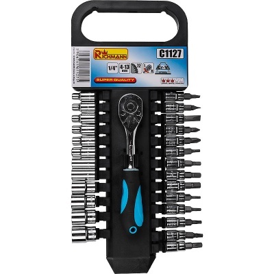 Conjunto de ferramentas Richmann com chave de catraca e várias pontas e soquetes