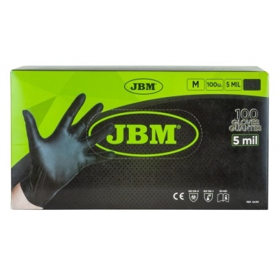 Caixa de luvas descatáveis pretas JBM tamanho M com 100 unidades