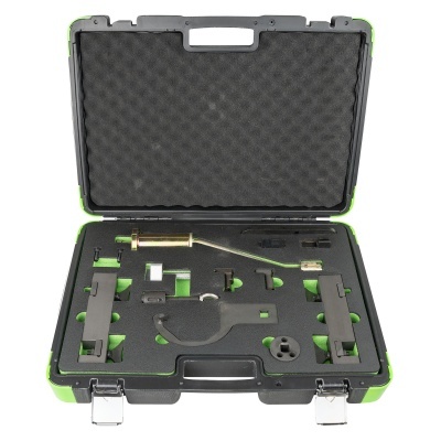 Mala rígida com ferramentas e acessórios organizados em espuma preta