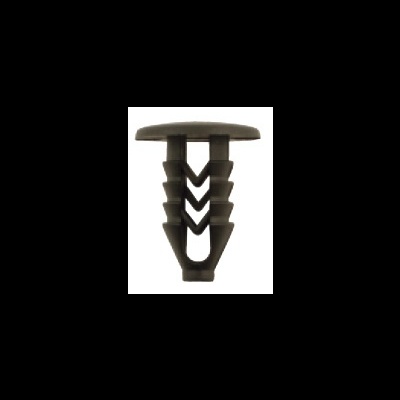 Rebite de plástico preto com cabeça chata e haste estriada