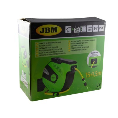 Caixa do carretel de mangueira de água automático JBM verde e preto para jardim