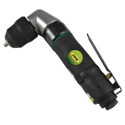 Ferramenta elétrica angular preta com cabeça metálica prata e alavanca metálica