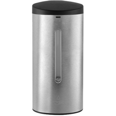 Recipiente dispensador cilindrico aço inoxidável com tampa preta