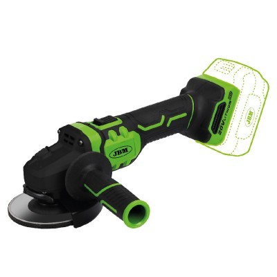 Esmerilhadora angular preto e verde com pega lateral e logótipo JBM