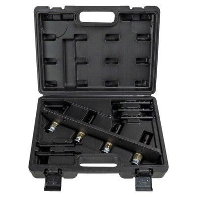 Conjunto de ferramentas de metal preto em estojo plástico preto