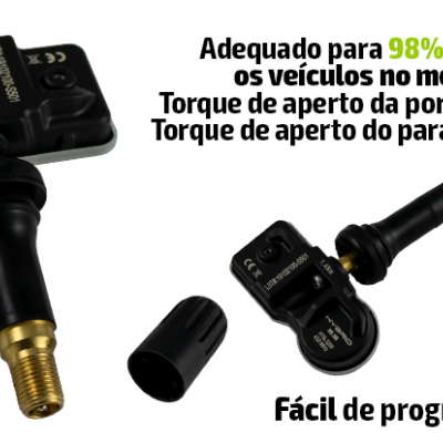 Sensor de pressão dos pneus preto com tampa e caixa da marca EU-Pro