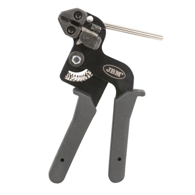 Alicate preto e cinzento com engrenagens e marca JBM