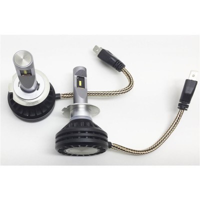 Par de lâmpadas LED para farol de automóvel com cabo USB