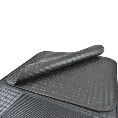 Tapete de automóvel preto texturizado de borracha com parte inferior antiderrapante