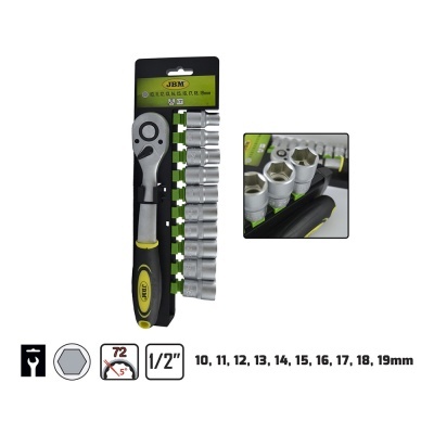 Conjunto de chave de catraca com soquetes em embalagem