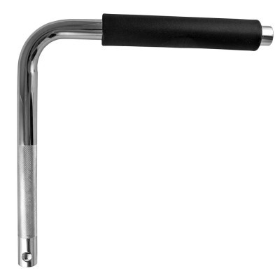 Ferramenta metálica em forma de L com revestimento preto no cabo