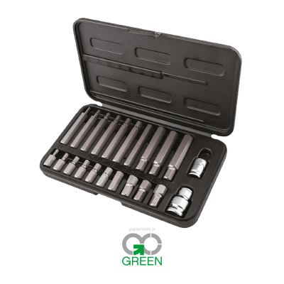 Conjunto de chaves de soquete em estojo preto com várias peças metálicas