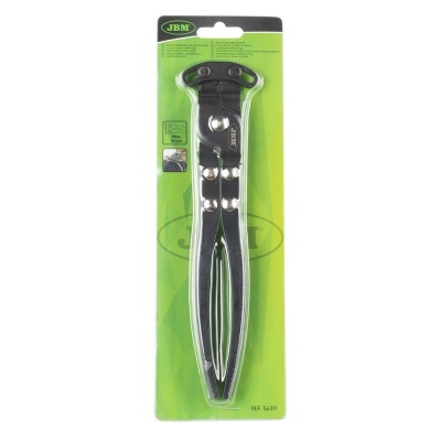 Ferramenta de aperto JBM em metal preto e prateado embalada num cartão verde