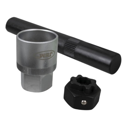 Conjunto de chaves e peças de ferramenta em metal e plástico preto e prateado