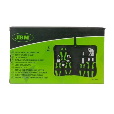 Conjunto de 5 alicates JBM com estojo preto e verde