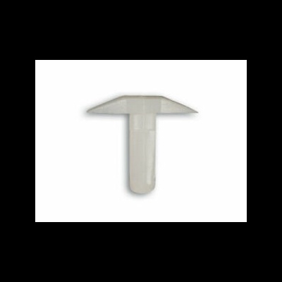 Peça plástica branca em formato de T com fundo branco