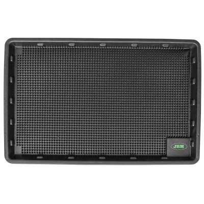 Tapete retangular preto texturizado para automóvel com etiqueta verde JBM.