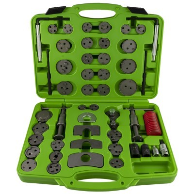 Estojo verde com conjunto de ferramentas para pistões de travão