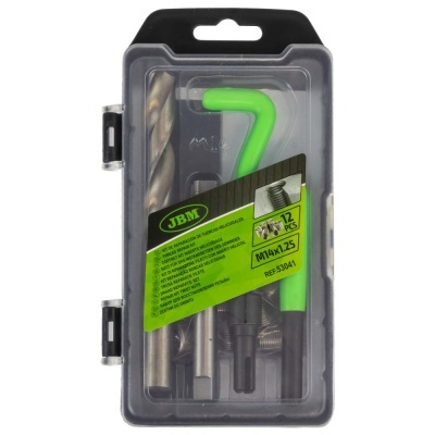 Conjunto de reparação de roscas 12 peças JBM com chave allen verde e brocas em caixa plástica