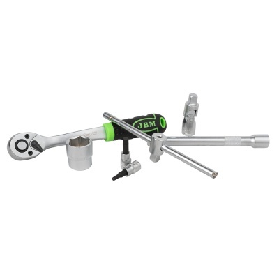 Conjunto de ferramentas com chave de catraca e soquetes