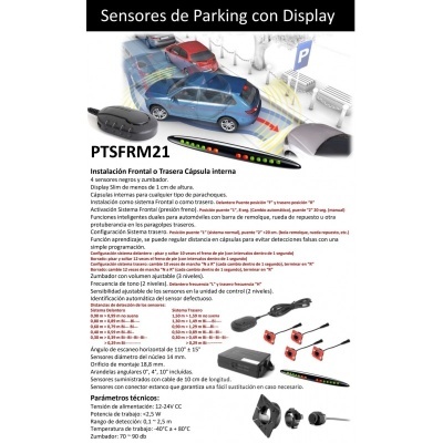 Produto sensores de estacionamento com display e acessórios em fundo branco