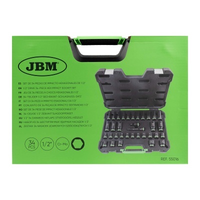 Kit de ferramentas JBM 34 peças hexagonais 1/2 em estojo verde