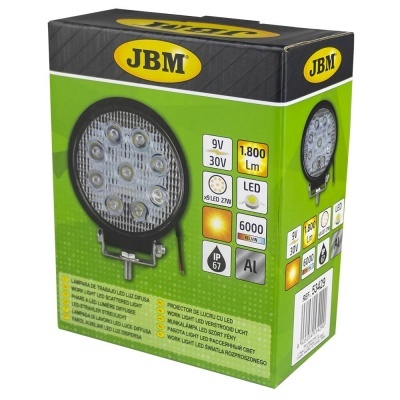 Caixa de lâmpada de trabalho LED JBM redonda preta com 12 LEDs