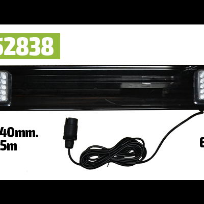 Barras traseiras paralelas pretas com triângulos vermelhos, cabo elétrico e código 52838