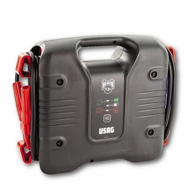 Carregador e booster USAG 12V preto com cabos vermelhos