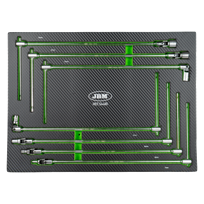 conjunto de chaves de catraca JBM sobre base preta com textura de fibra de carbono