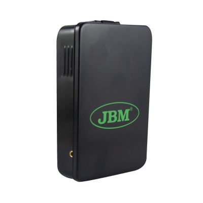 Maleta preta retangular com logótipo verde JBM