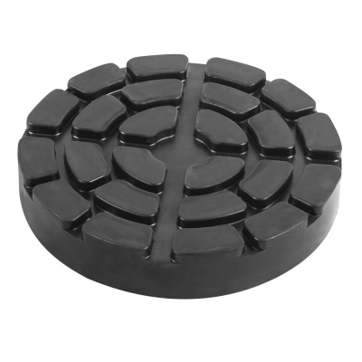 Base redonda preta com relevos em padrão circular