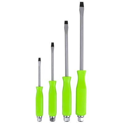 Conjunto de quatro chaves de fendas com pega verde