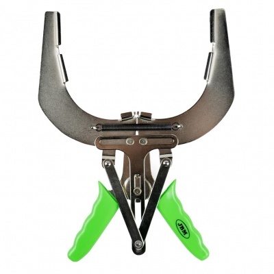 Ferramenta metálica com cabo verde claro para abrir ou segurar objetos