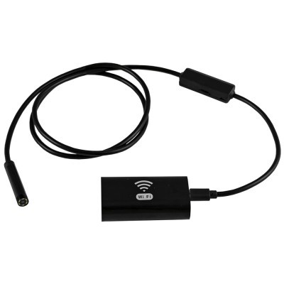 Cabo preto com conector de áudio e dispositivo WiFi