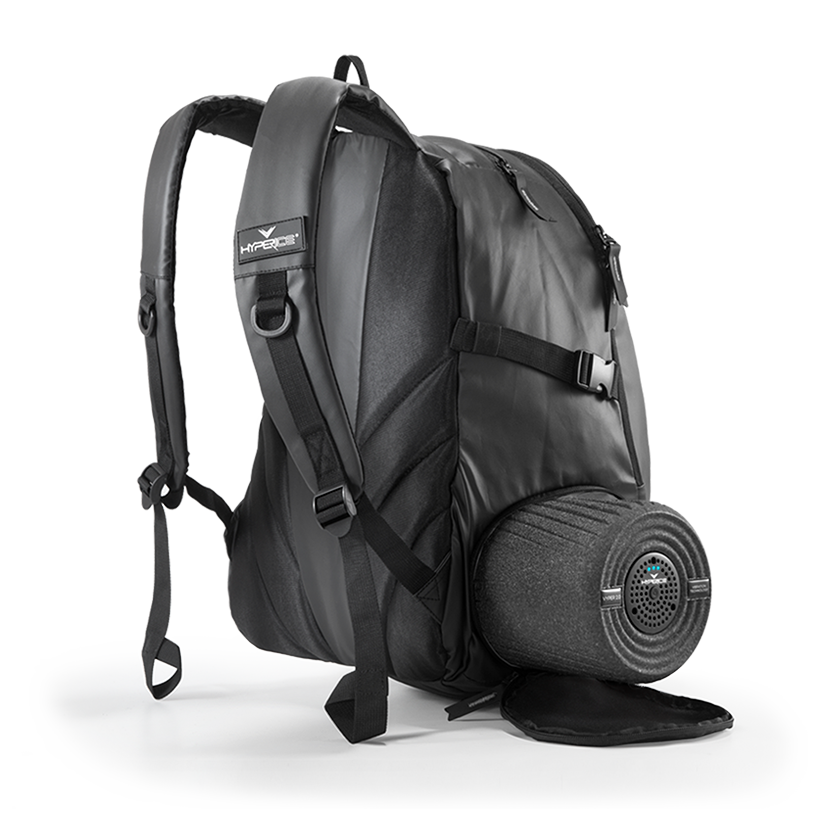 Hyperice Teck Pack Mochila preta com suporte para tapete de yoga cinza